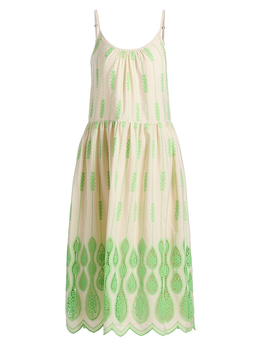 Women's Sandra Embroidered Midi-Dress - Bright Lime Lace - Size XXL