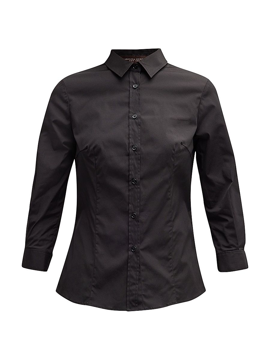 Women's Classic Cotton Blouse - Black - Size 14