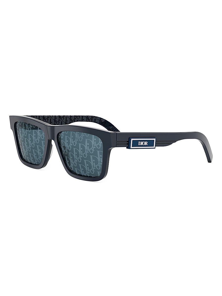 Men's DiorB23 S4I 56MM Rectangular Sunglasses - Black Blue
