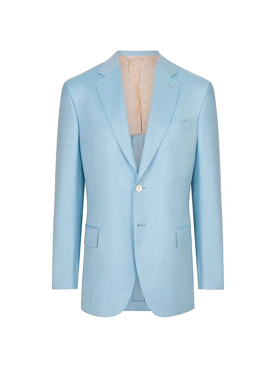 Men's Classic 2 Button Blazer in Cashmere and Silk - Light Blue - Size 40