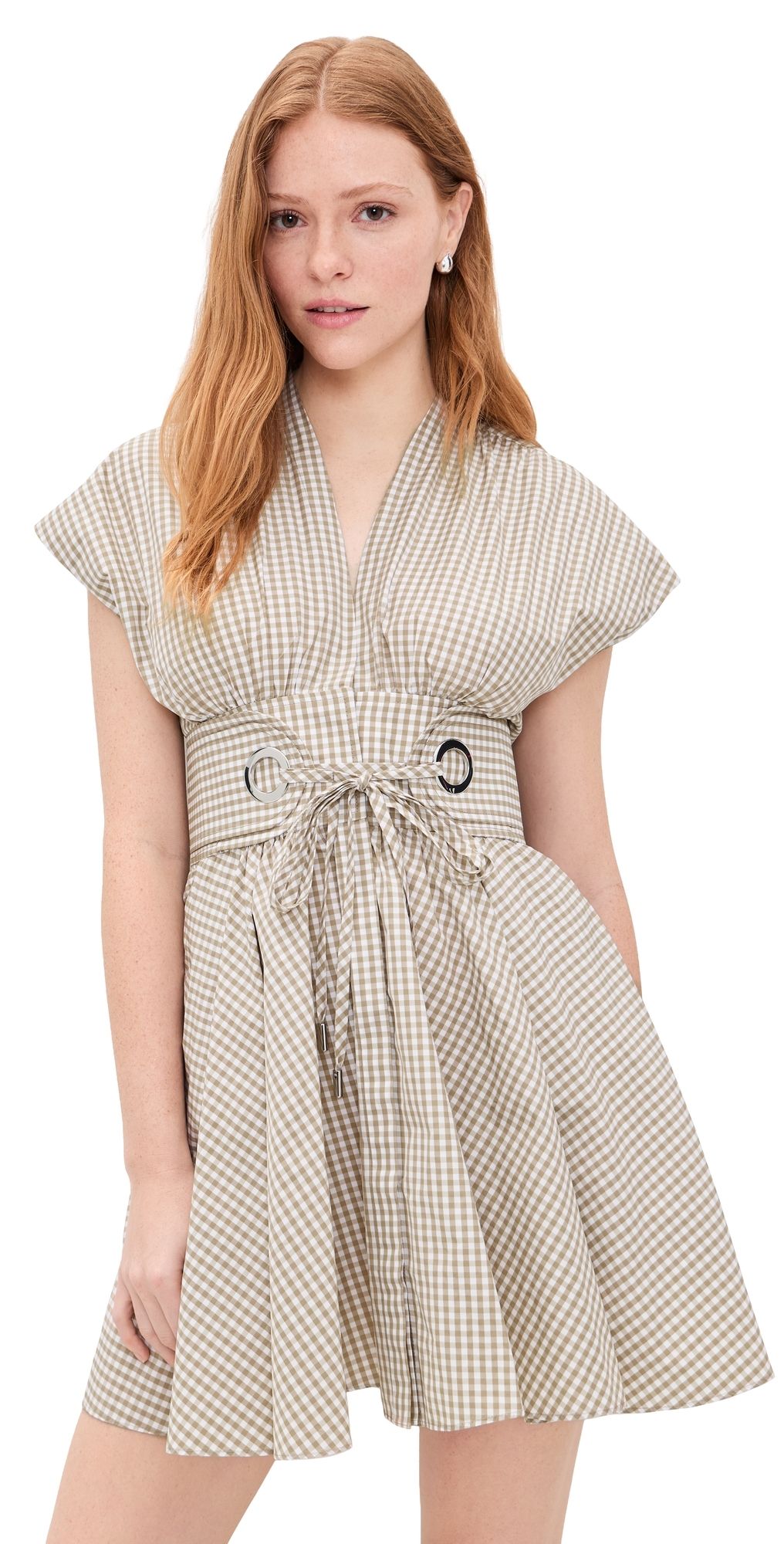 ALEXIS Alizee Gingham Dress Tan/White XXS