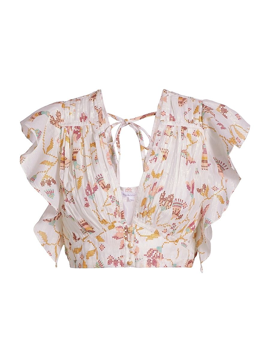 Women's Kikka Shimmer Cotton Crop Top - Pink Ylang Ylang - Size XS