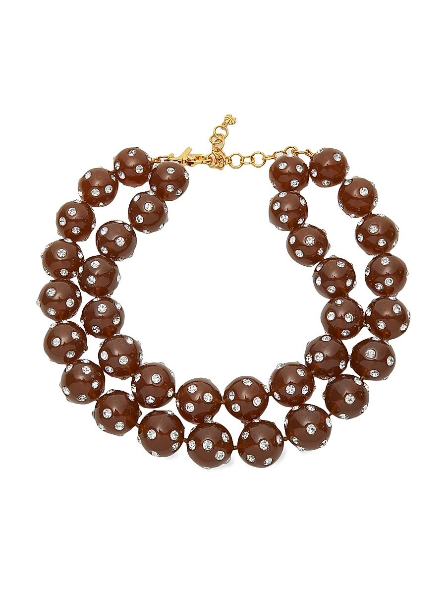 Women's Polka Dot 14K Gold-Plated & Resin Bead Layered Necklace - Rootbeer