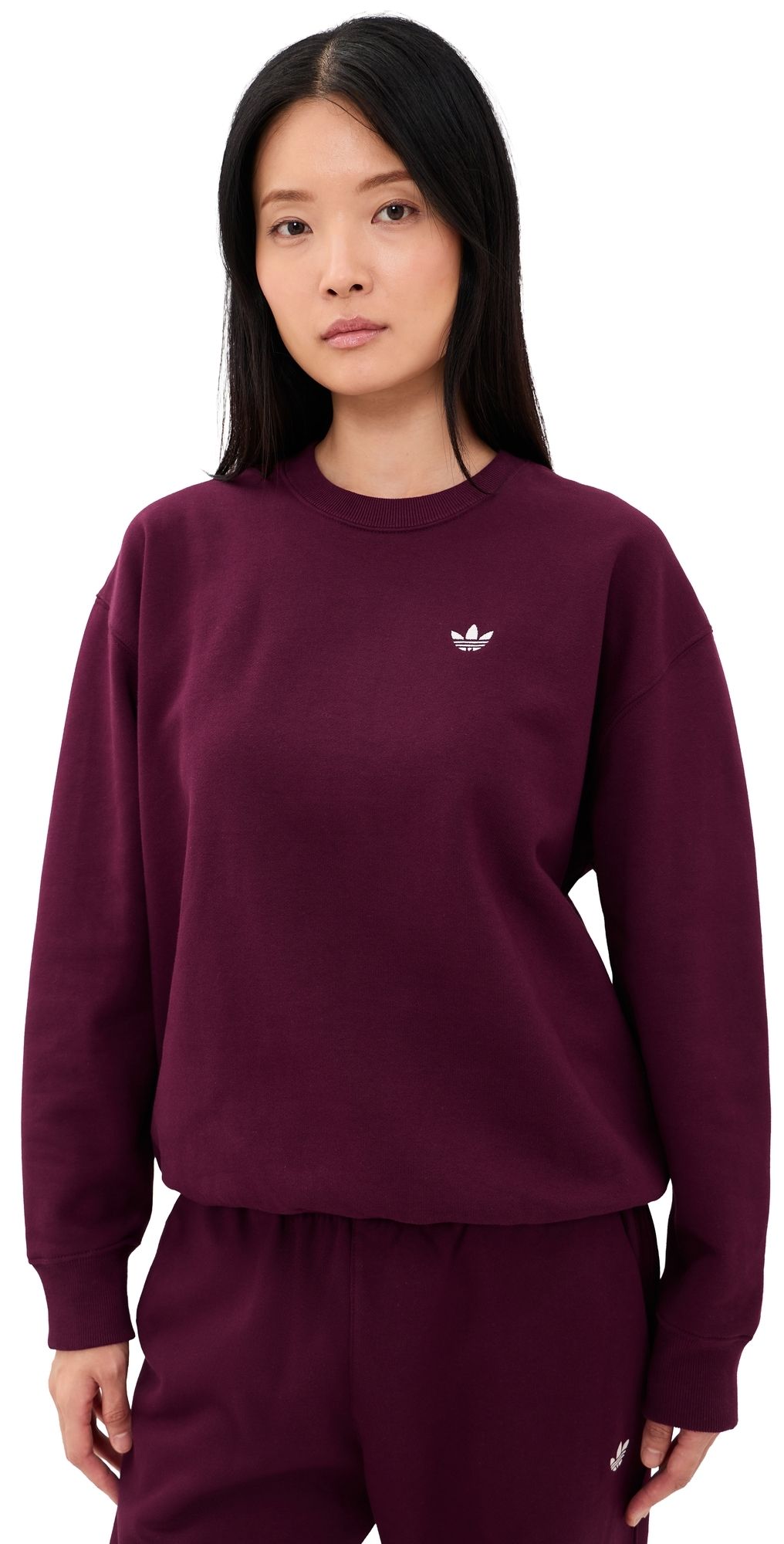 adidas Essentials Fleece Crew Sweatshirt Maroon XXS