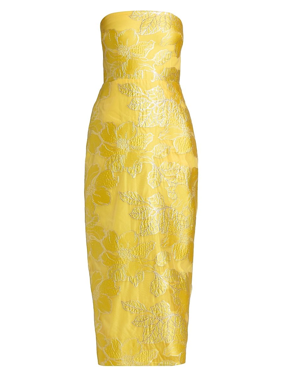 Women's Diana Jacquard Cocktail Dress - Lemon Silver - Size Large