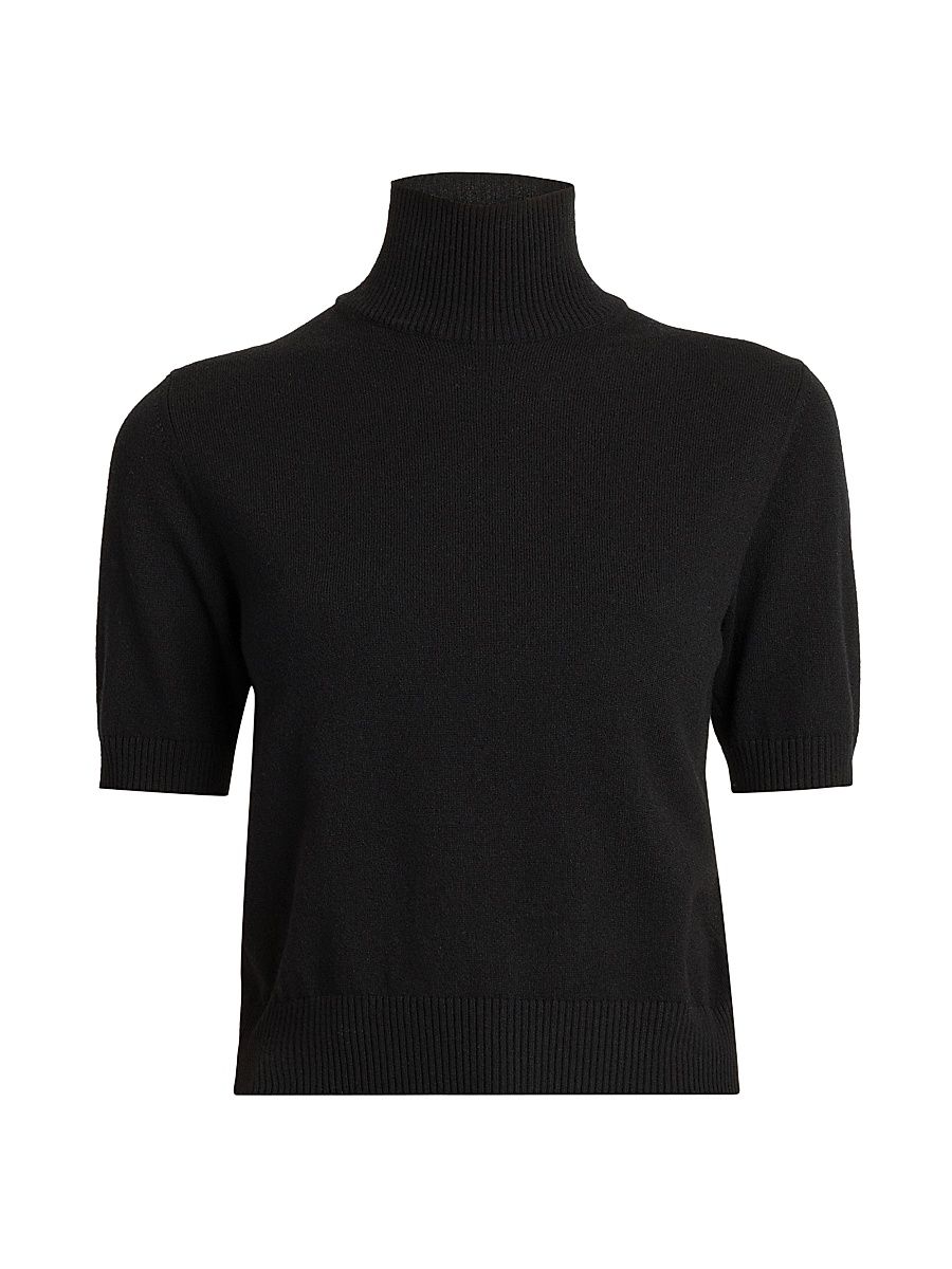 Women's Italian Tailoring Cashmere Turtleneck Top - Nero - Size 10