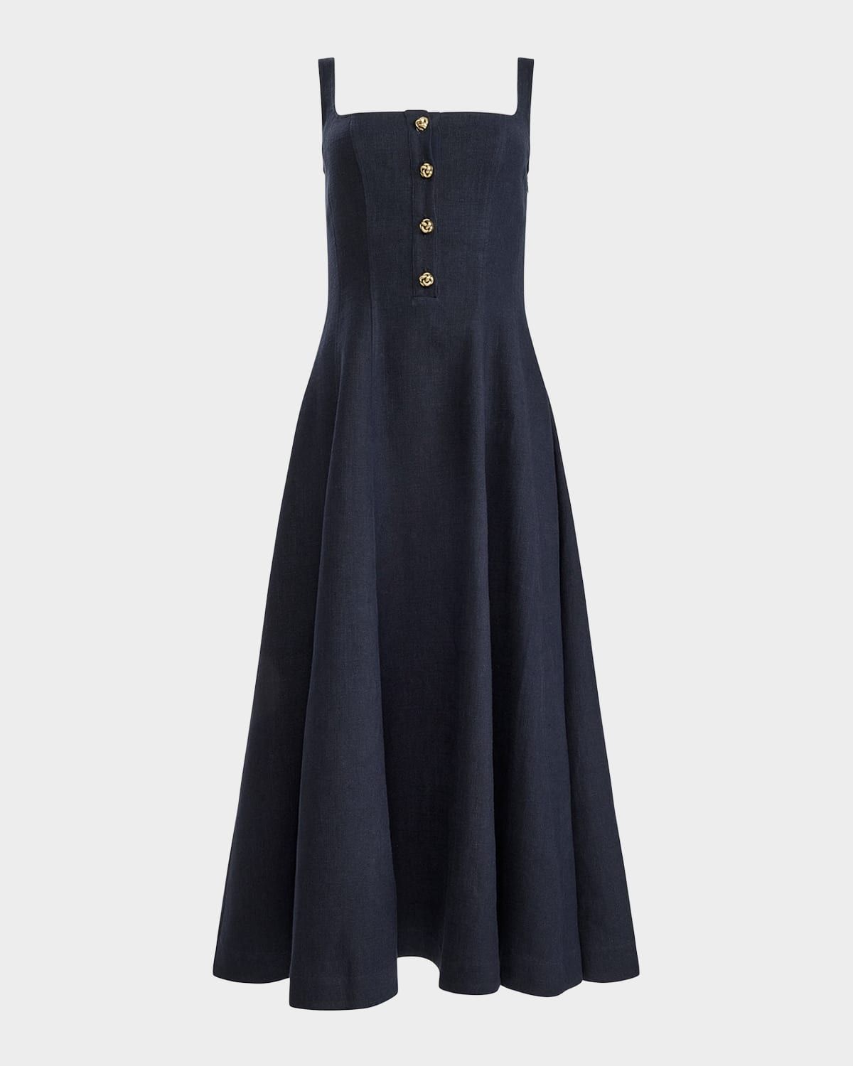 Orrie Sleeveless Linen-Blend Tea-Length Dress