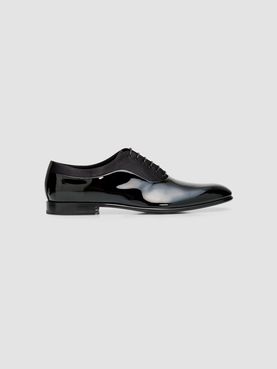 Dolce & Gabbana Men's Vernice Patent Leather & Silk Oxfords - Black - Size 13