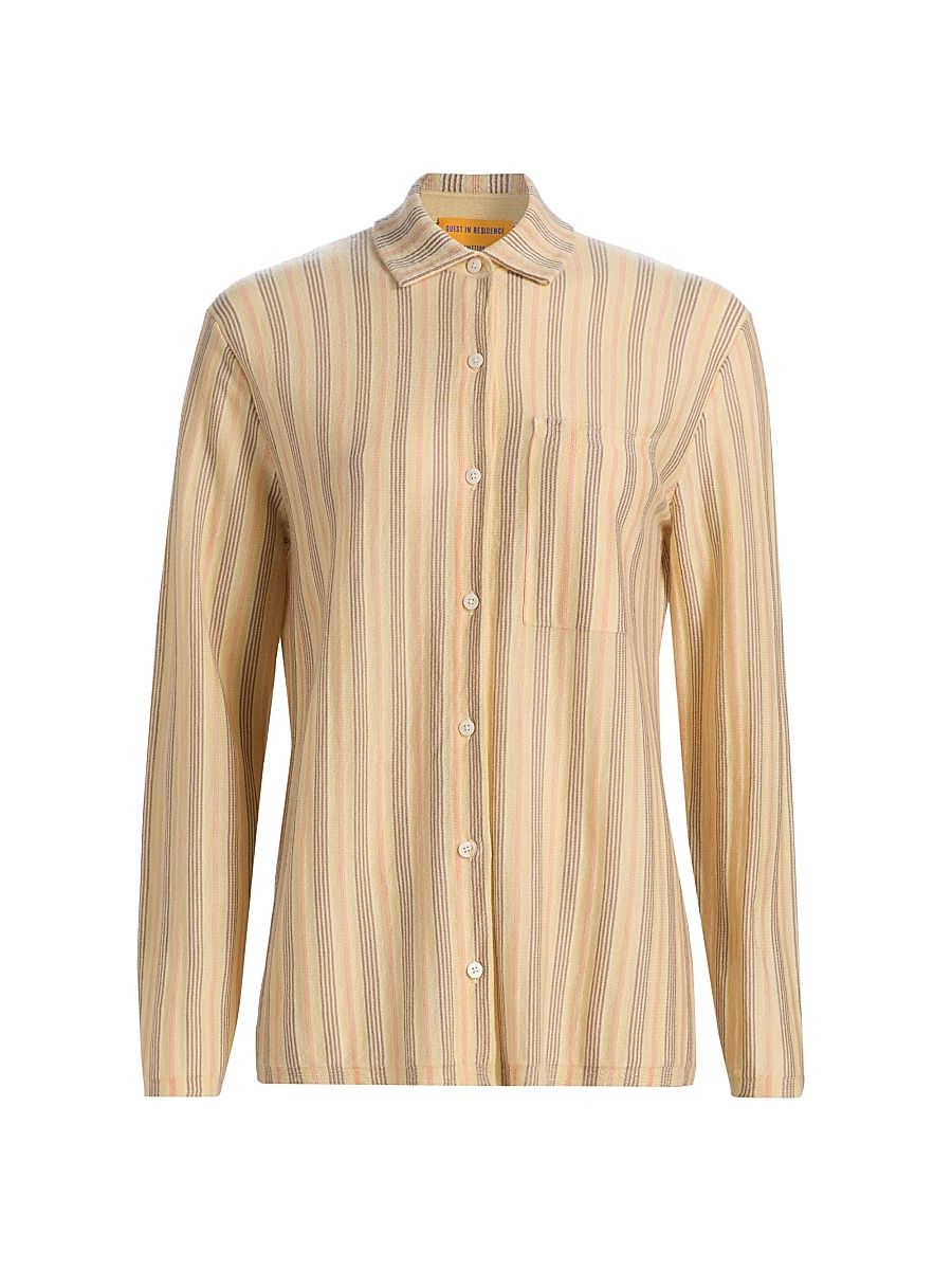 Women's Showtime Fine Stripe Cashmere Shirt - Butter Combo - Size XL