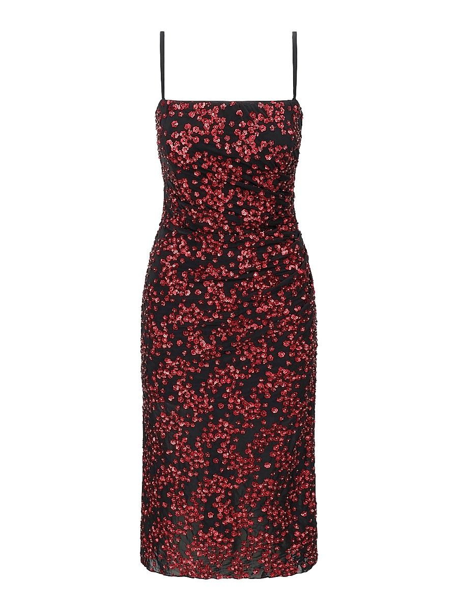 Women's Florentina Floral Sequined Midi-Dress - Poppy - Size 8