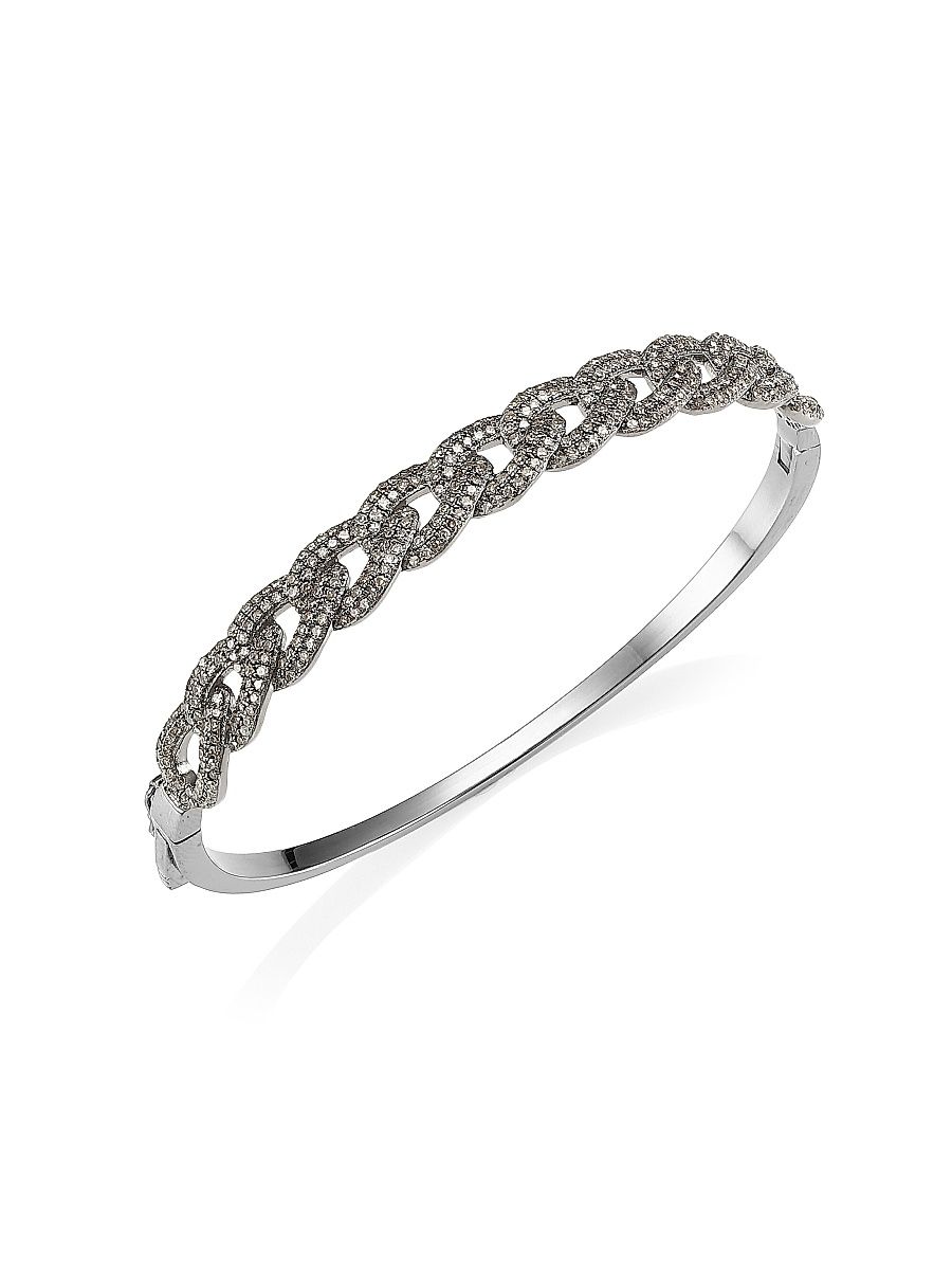 Women's Diamond Interlocking Link Bangle - Silver