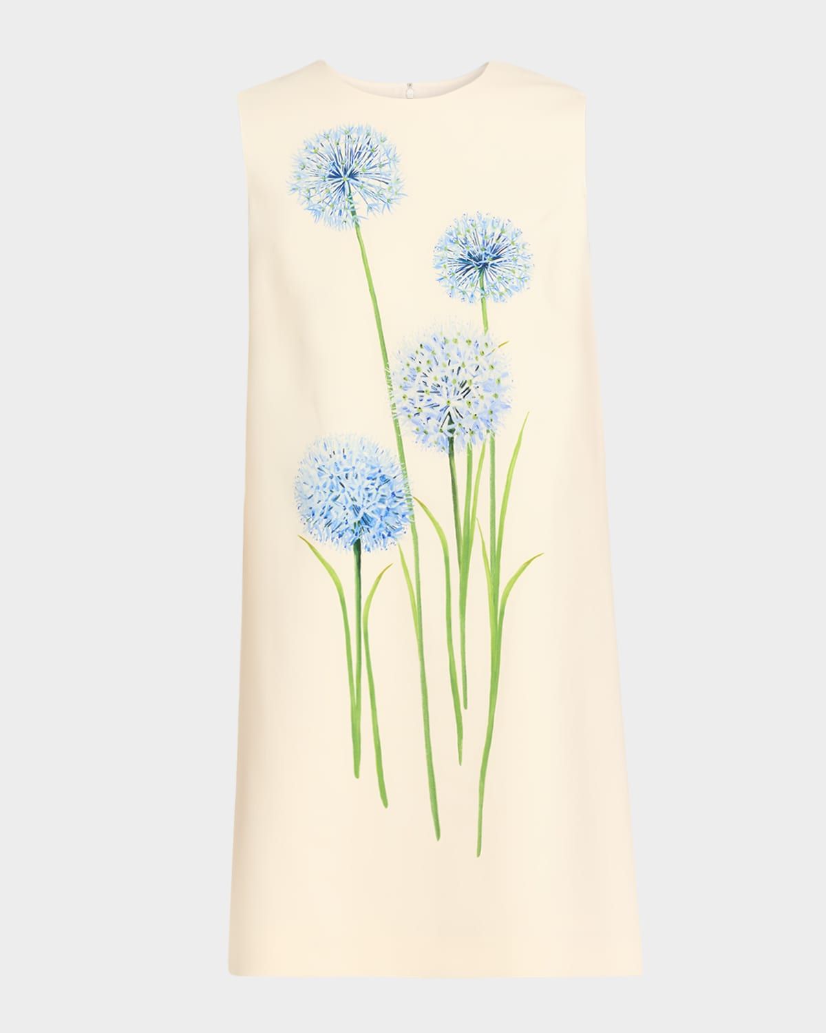 Alliums-Print Sleeveless Mini Shift Dress