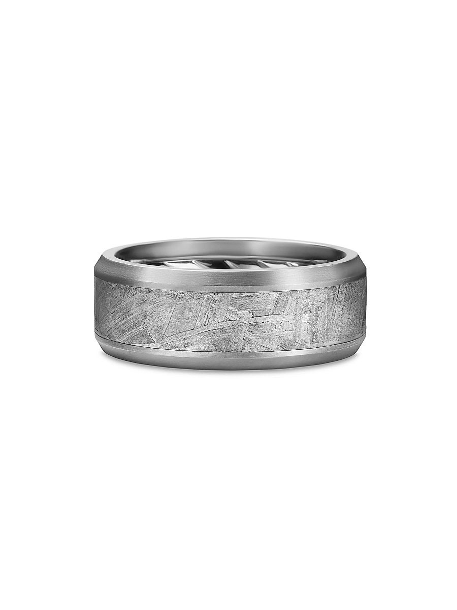 Men's Beveled Band Ring in Grey Titanium - Meteorite - Size 11