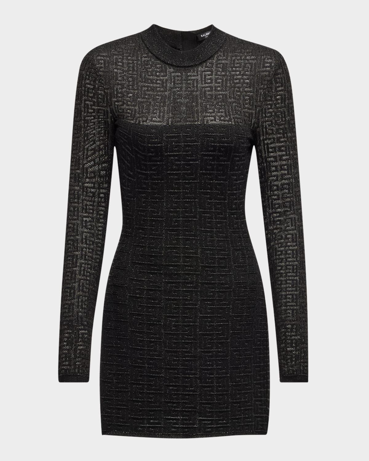 Monogram Print Glitter Knit Mini Dress