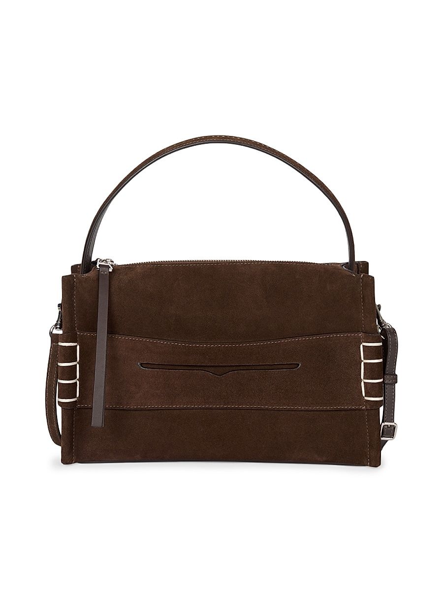 Women's Suede Loafer Top Handle Bag - Chocolate Brown