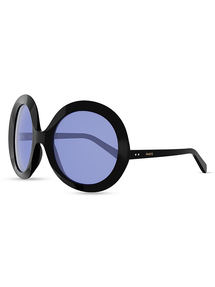Women's DISC 60MM Round Sunglasses - Black Blue