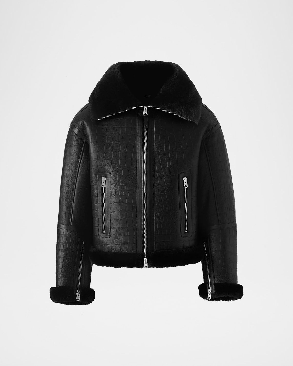 Men & apos;s Memphis Croc-Effect Oversized Shearling Jacket
