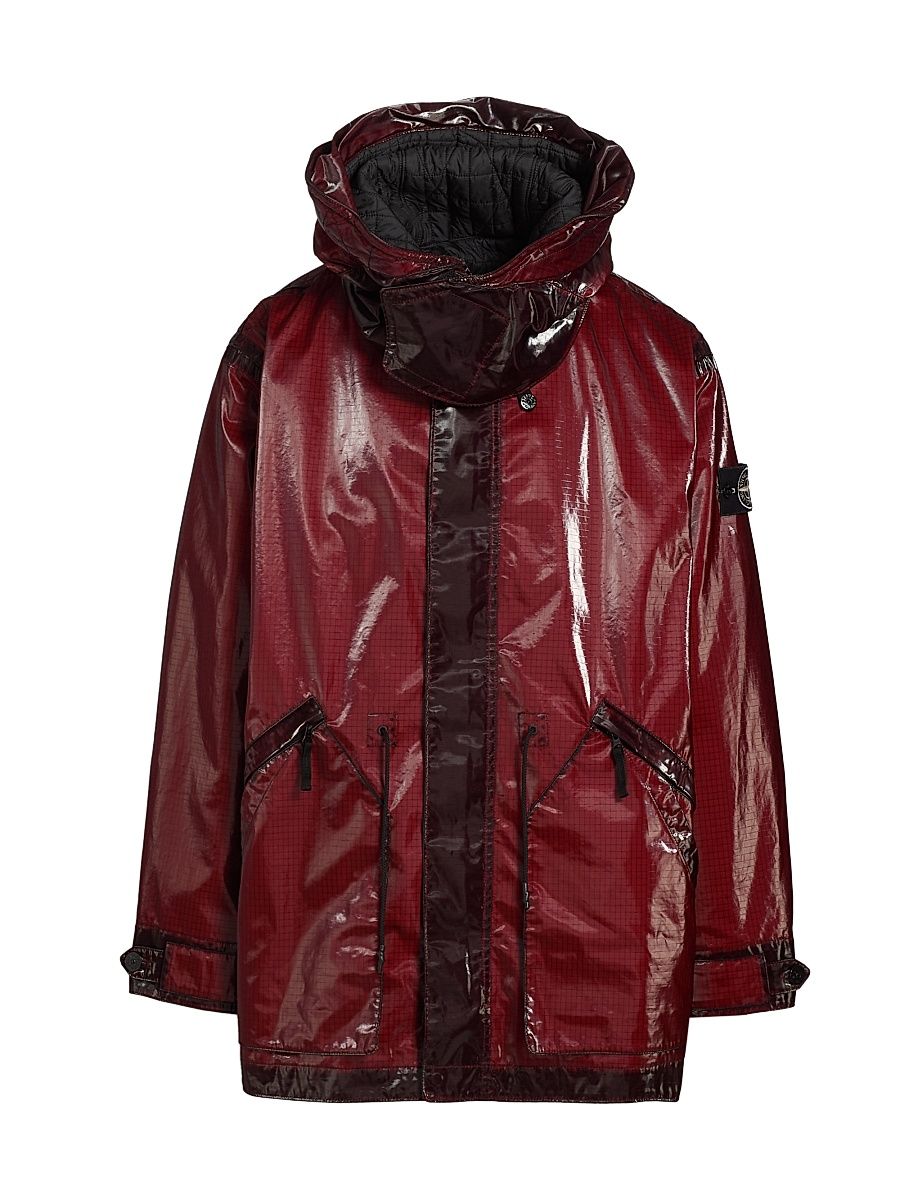 Men's Short Parka Coat - Burgundy - Size XXL
