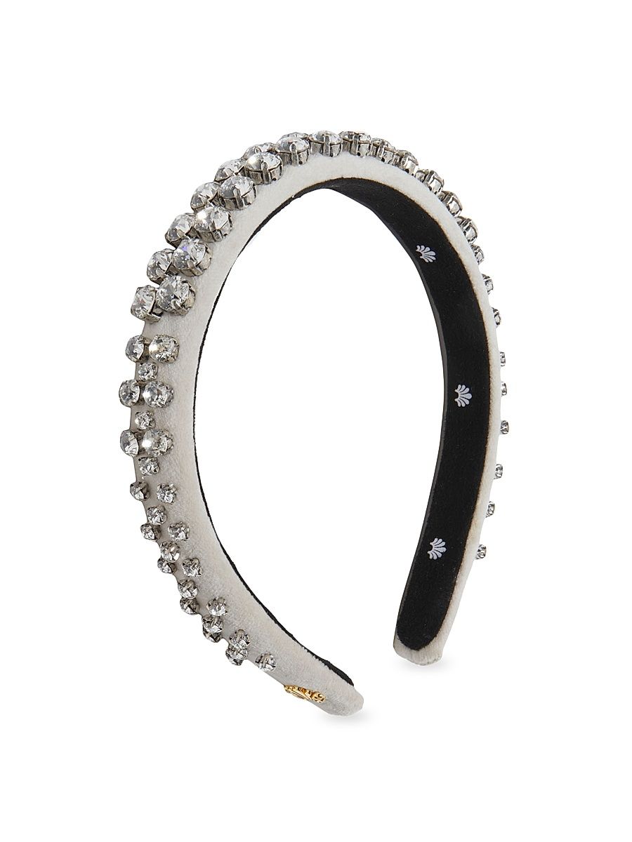 Women's Gigi Crystal-Embellished Velvet Headband - Silver Snow