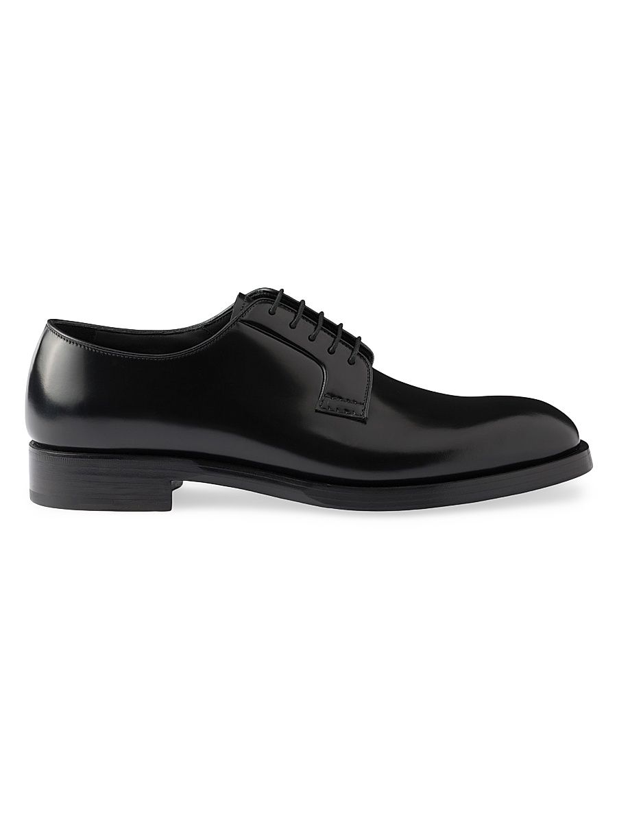 Men's Brushed Leather Lace-Up Shoes - Black - Size 11.5