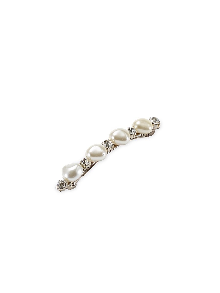 Women's Aria Pearl Crystal Hair Barrette - Rhodium