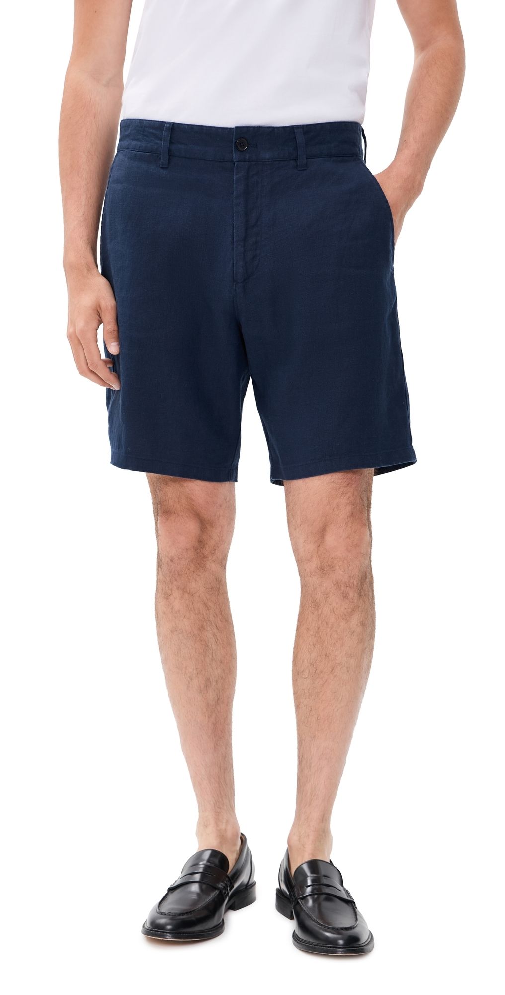 NN07 Aden Linen Shorts Navy Blue 34
