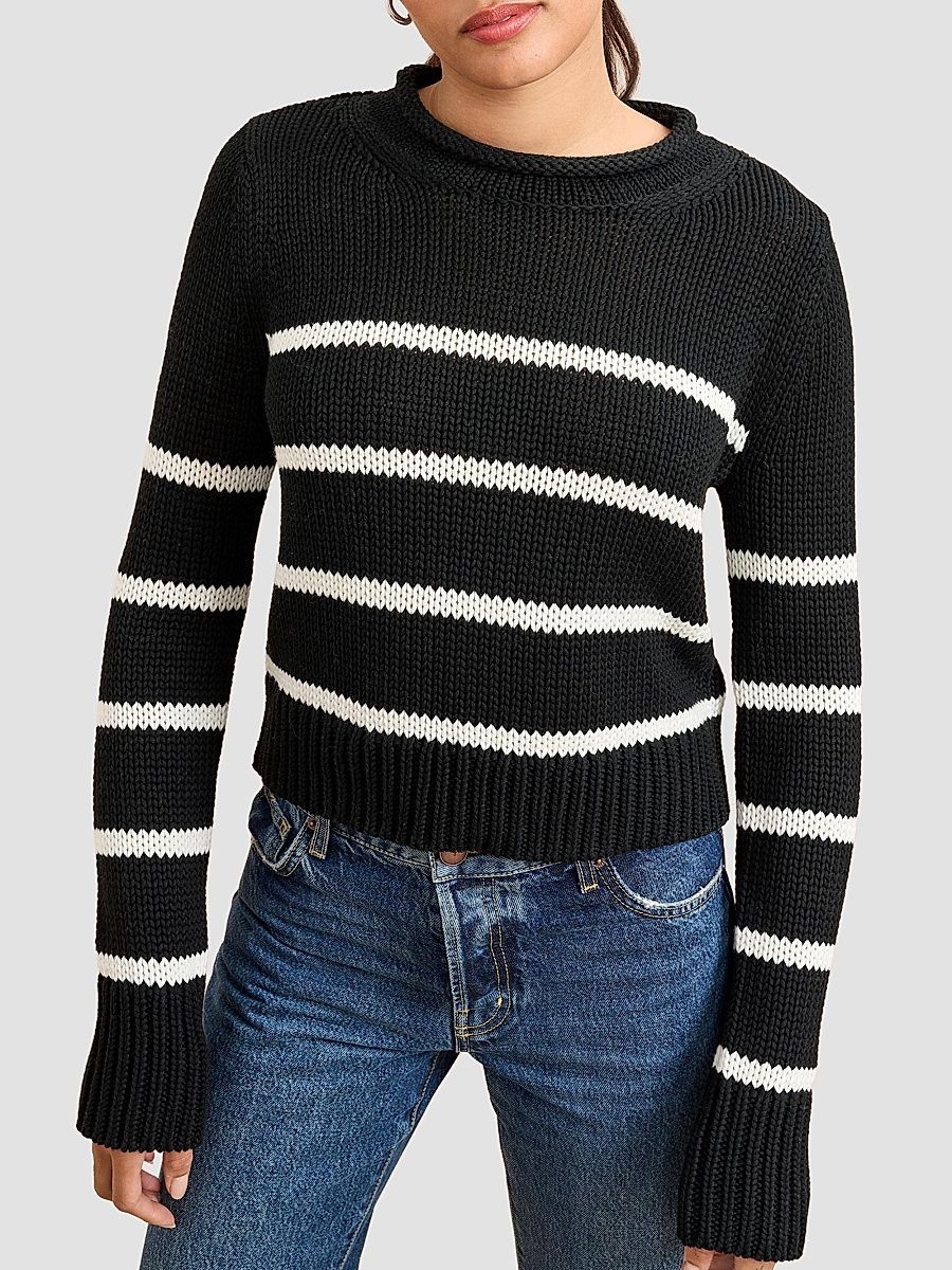 Women's Mini Marina Sweater - Black Cream - Size XL