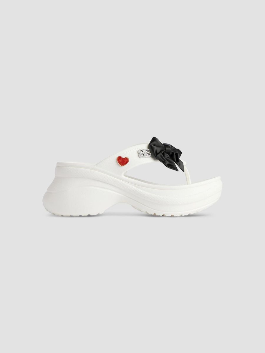 Balenciaga Women's Women's's Crocs Thong Jibbitz - White - Size 7