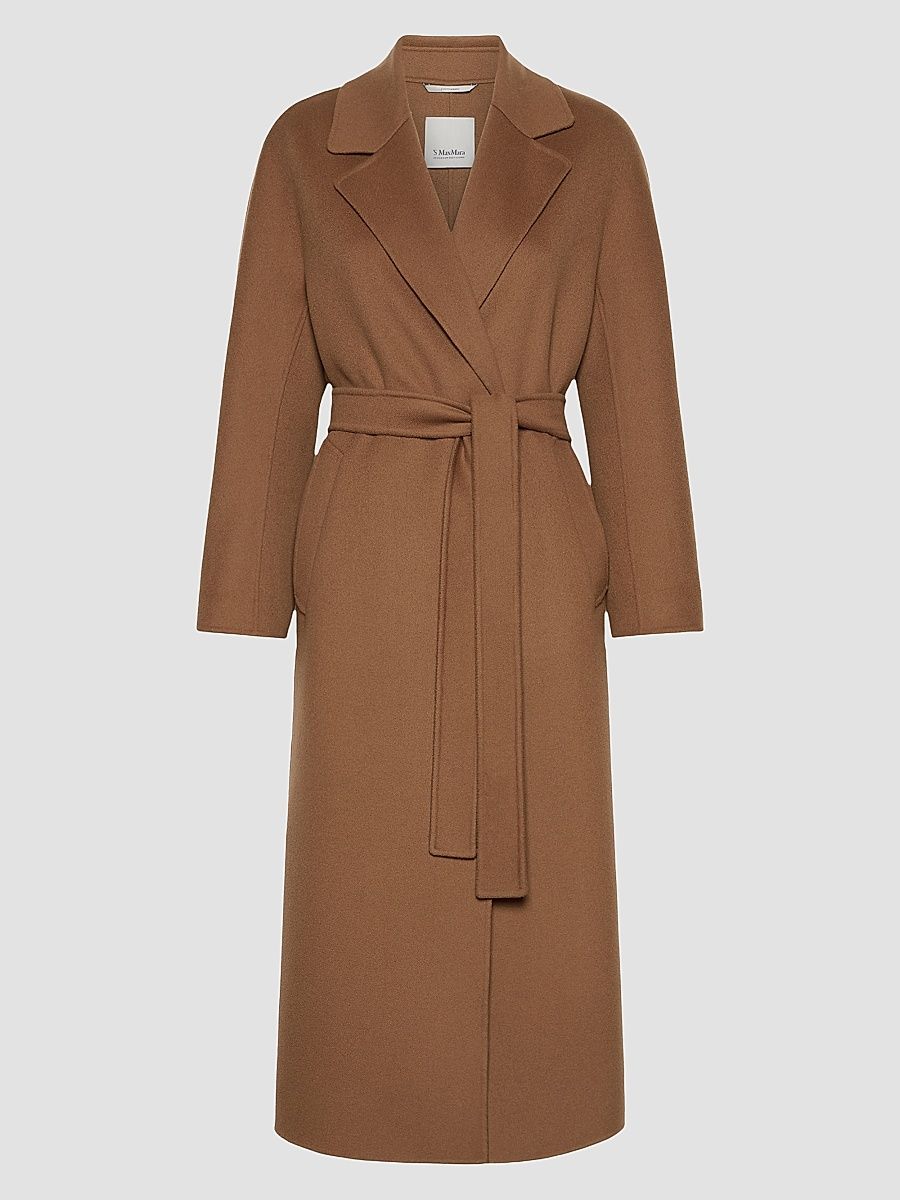 Women's Long Wool Drap Wrap Coat - Hazelnut Brown - Size 16