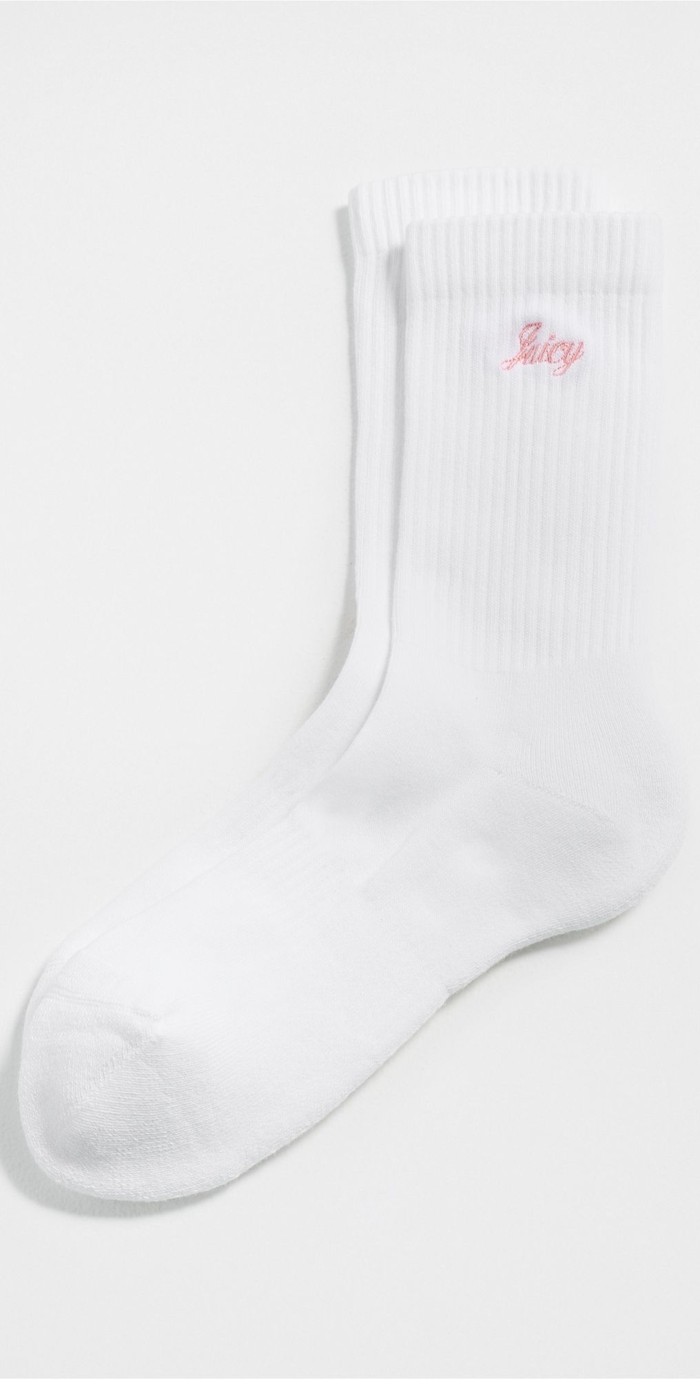 Sporty & Rich Juicy Script Socks White/Rose One Size
