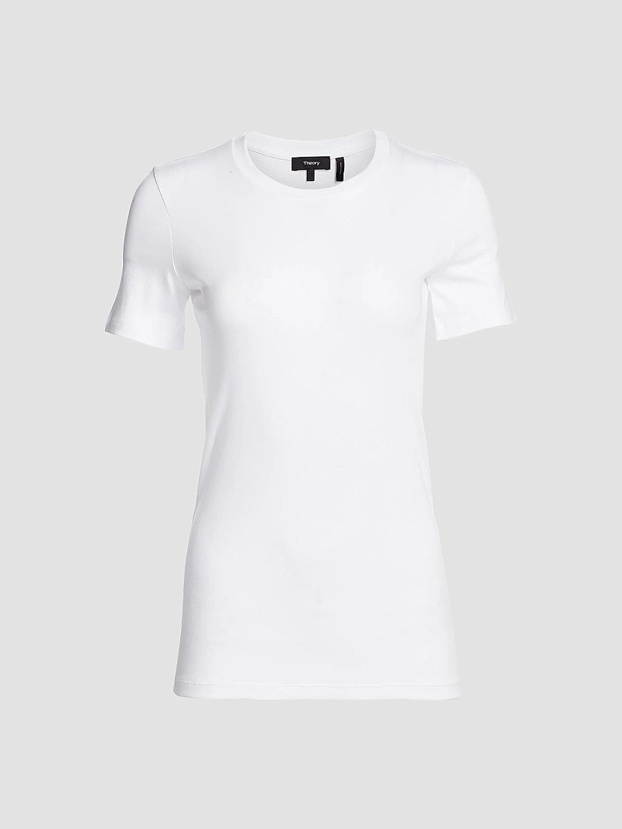 Theory Women's Johnna Pima Cotton Tee - White - Size Large