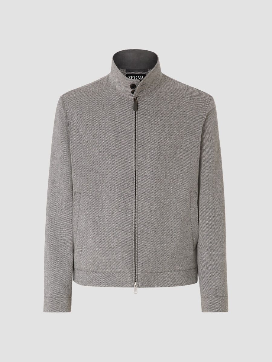 ZEGNA Men's Wool and Cashmere Blouson Jacket - Grey - Size 48