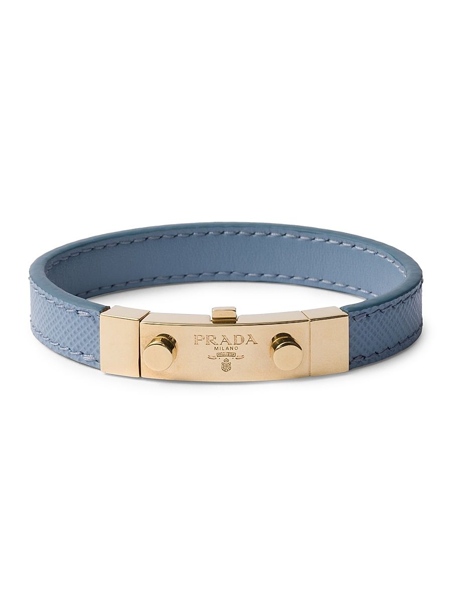 Women's Saffiano Leather Bracelet - Blue - Size Large