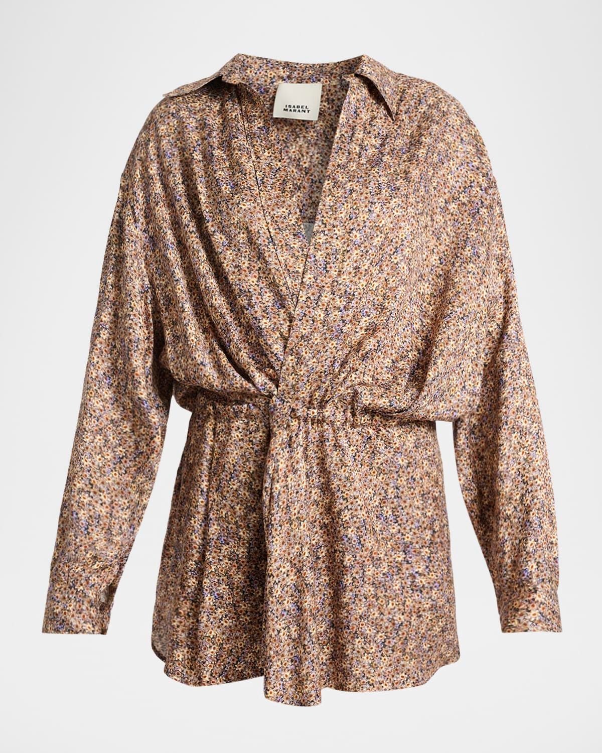 Harmony Floral-Print Silk-Blend Mini Shirtdress