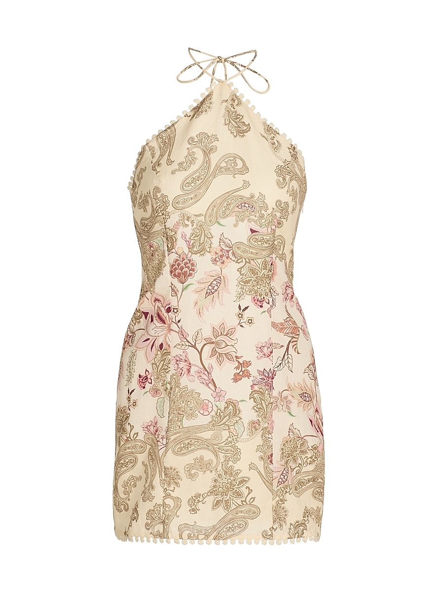 Women's Paisley Cotton-Linen Sheath Minidress - Size XL