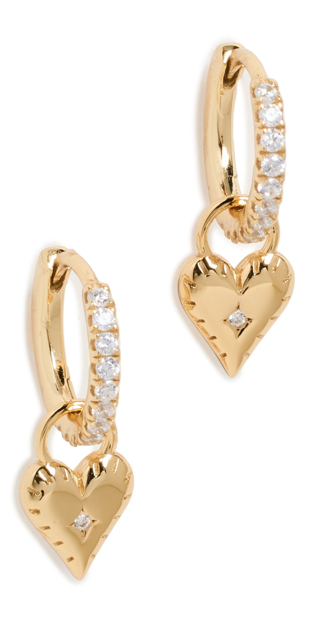 SHASHI 14k Heart Charm Huggies Gold One Size