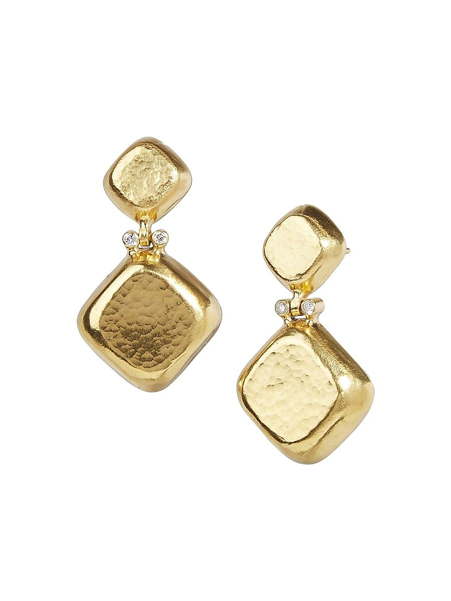Women's Bon-Bon 24K Yellow Gold & Diamond Double-Drop Earrings - Gold