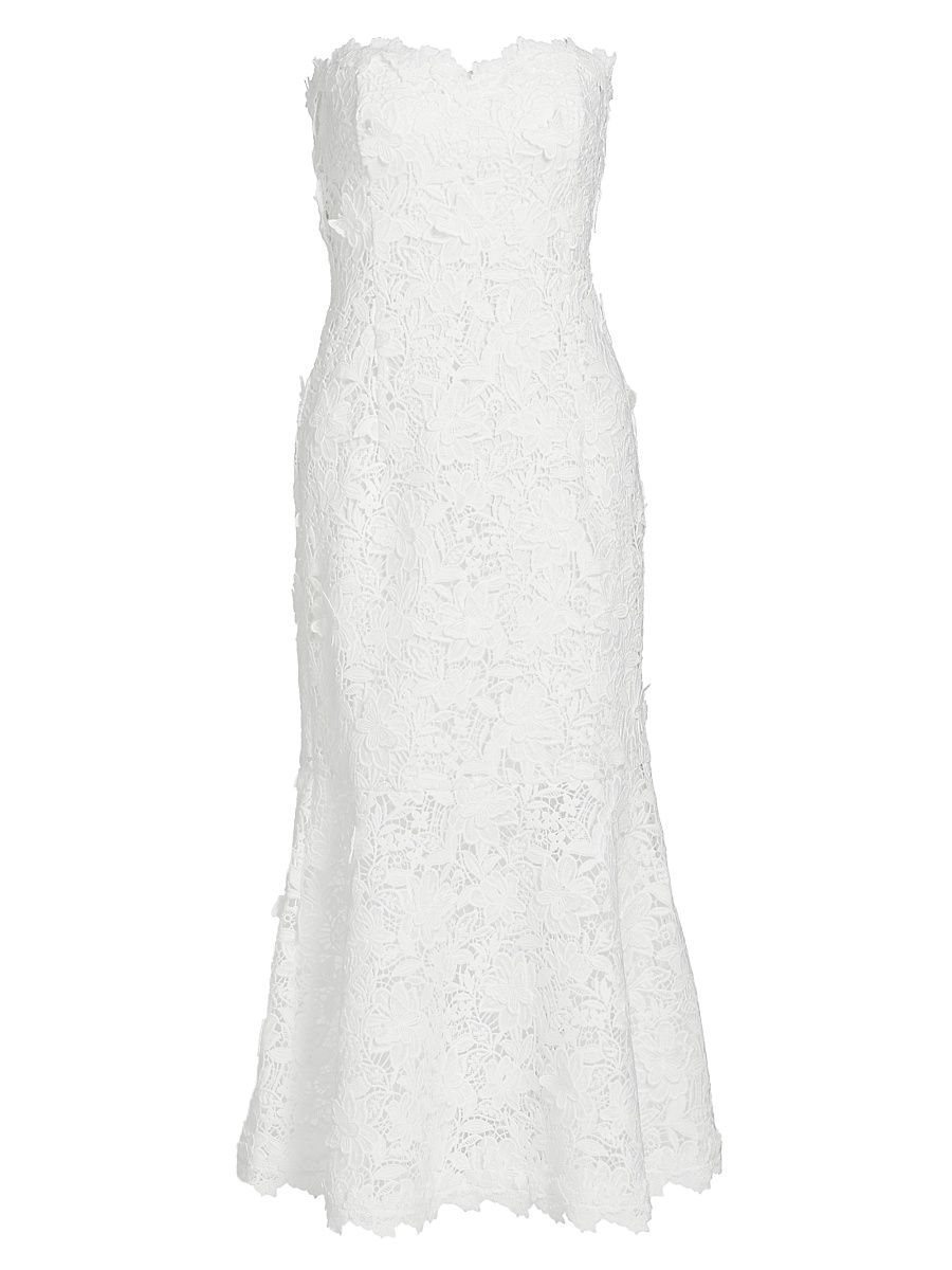 Women's Makaia 3D Butterfly Lace Midi-Dress - White - Size XL