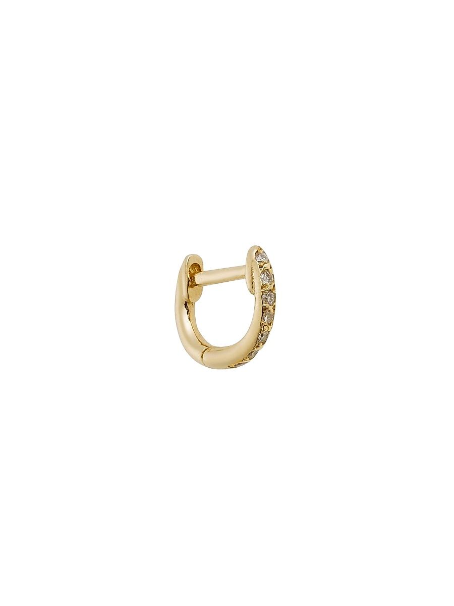 Women's 18K Yellow Gold & 0.03 TCW Diamond Single Huggie Hoop Earring - Yellow Gold