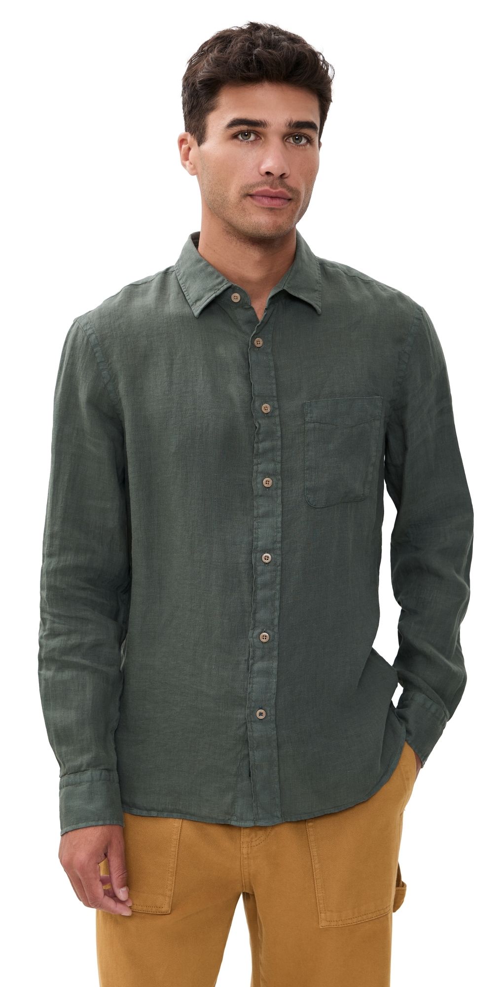 Faherty Laguna Linen Shirt Valley Sage XL
