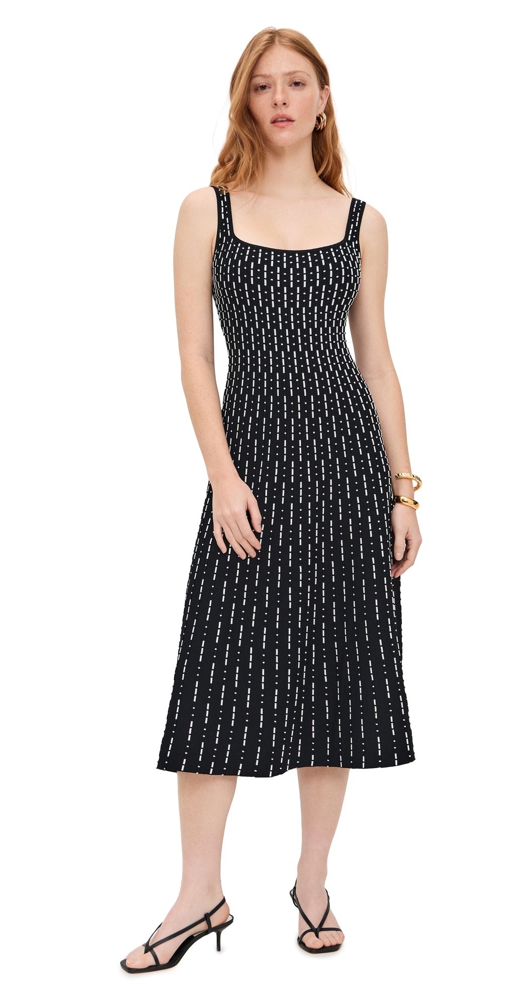 STAUD Ellison Dress Black Geo XL