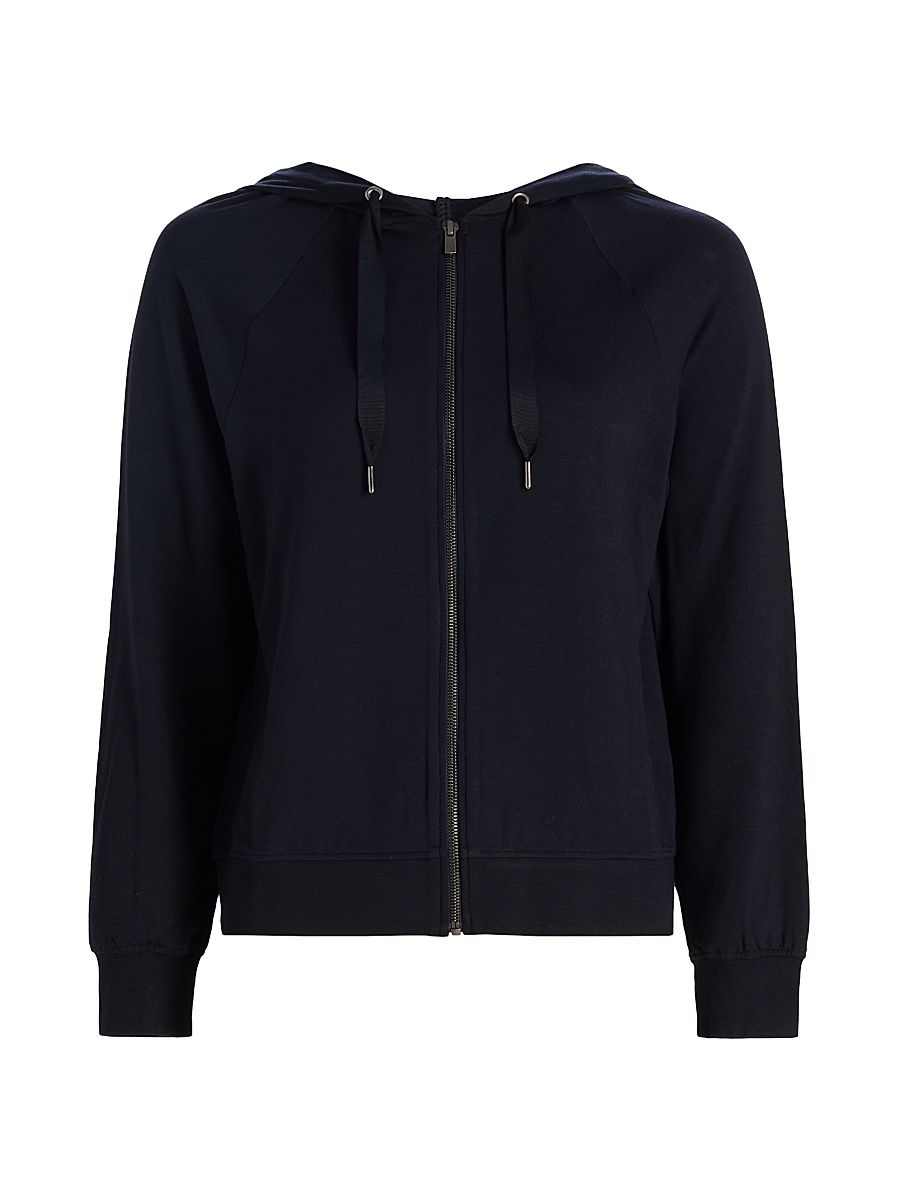 Majestic Filatures Women's French Terry Zip-Front Hoodie - Marine - Size Medium