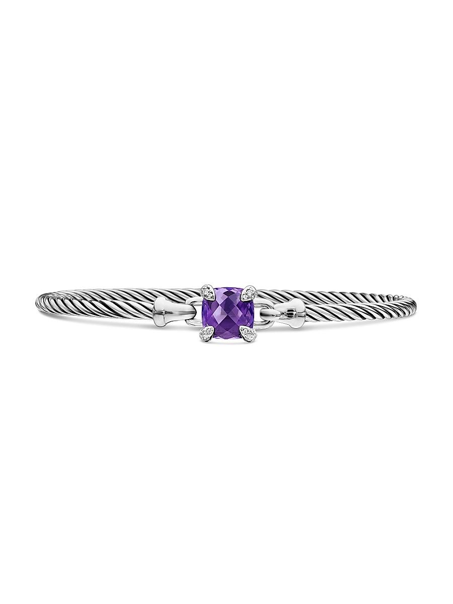 Women's Chatelaine Bracelet in Sterling Silver - Amethyst - Size Medium