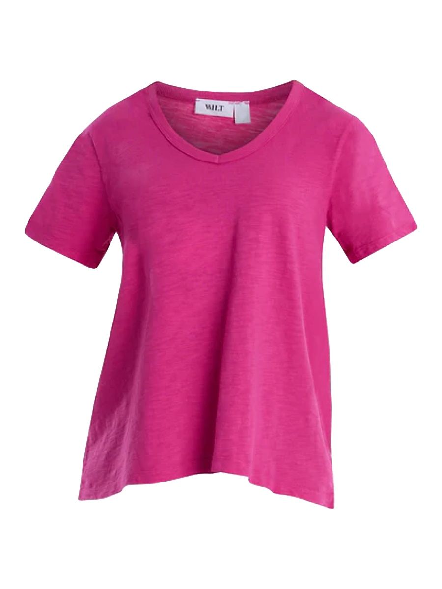Women's Sexy Deep N-Neck Ruched Sleeve T-Shirt - Rose Violet - Size XL