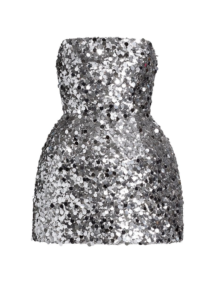 Women's Maraya Sequined Minidress - Silver - Size Large