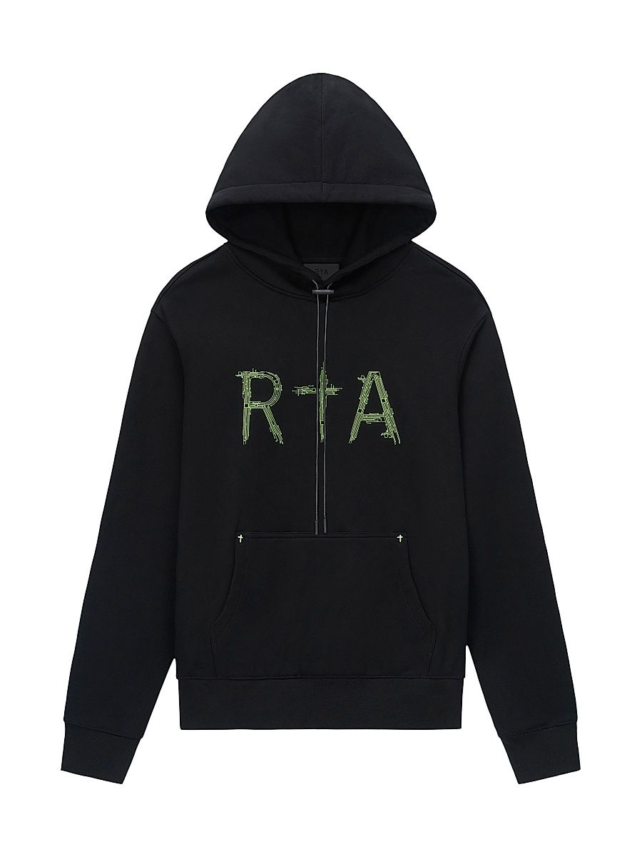 Men's Dion Logo Cotton Hoodie - Black Circuit Rta - Size XL