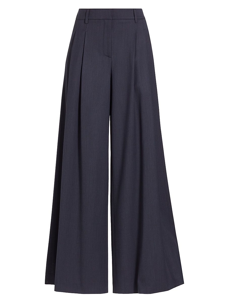 Women's New Didi Wool Wide-Leg Pants - Indigo - Size 12