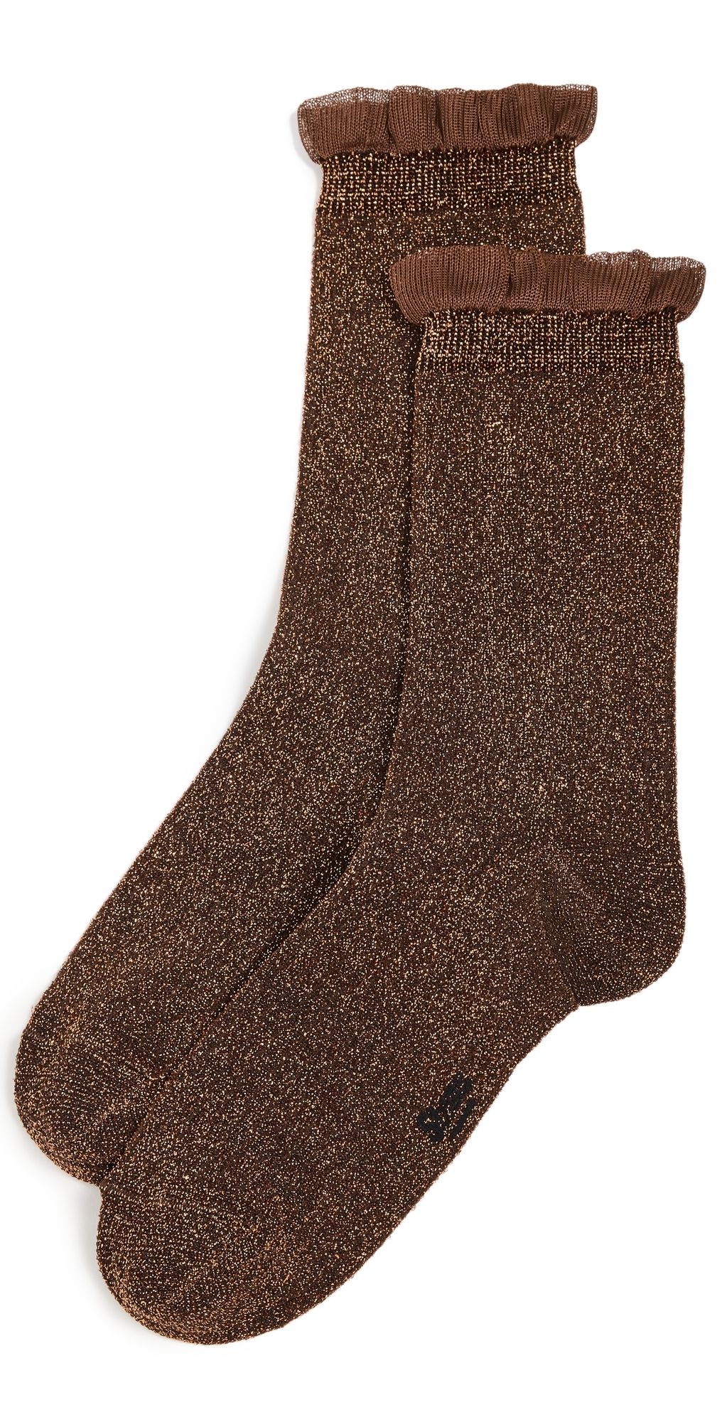 Stems Soft Ruffle Metallic Socks Copper One Size