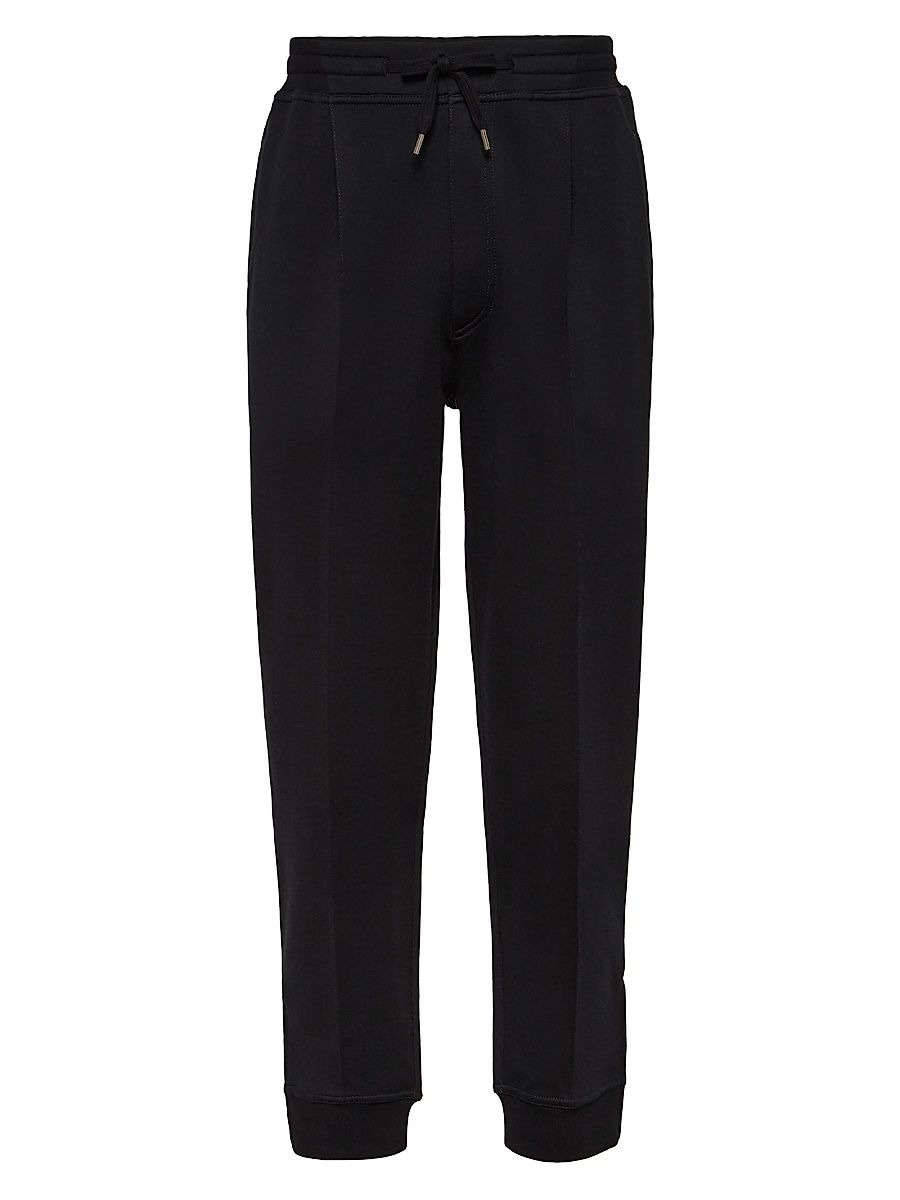 Men's French Terry Double Cloth Trousers with Crête Detail - Black - Size XXXXL