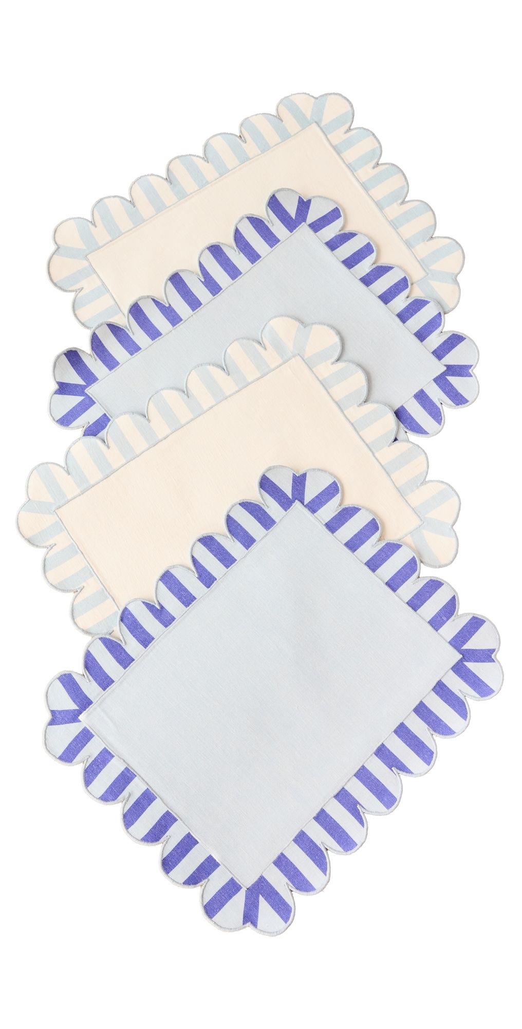 Misette Embroidered Linen Placemats Set of 4 Blue One Size